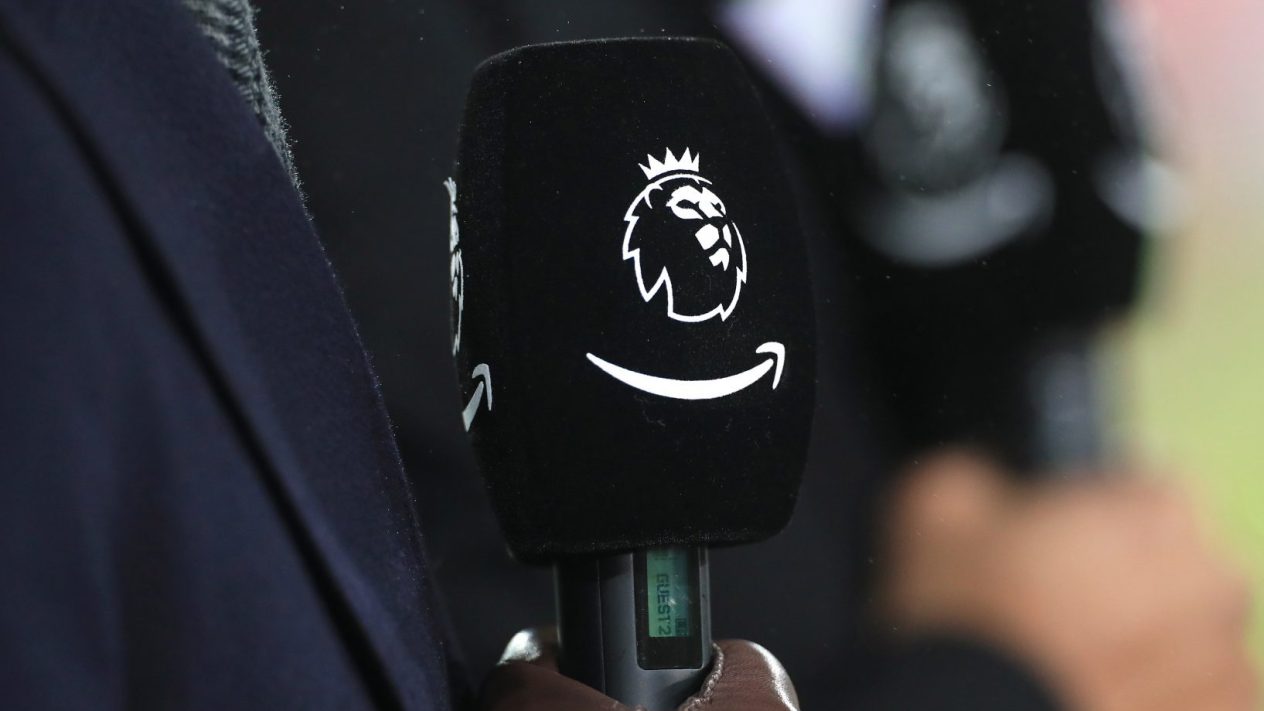 Prime sports logo on a pundit microphone