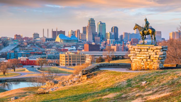 A wide shot of downtown Kansas City