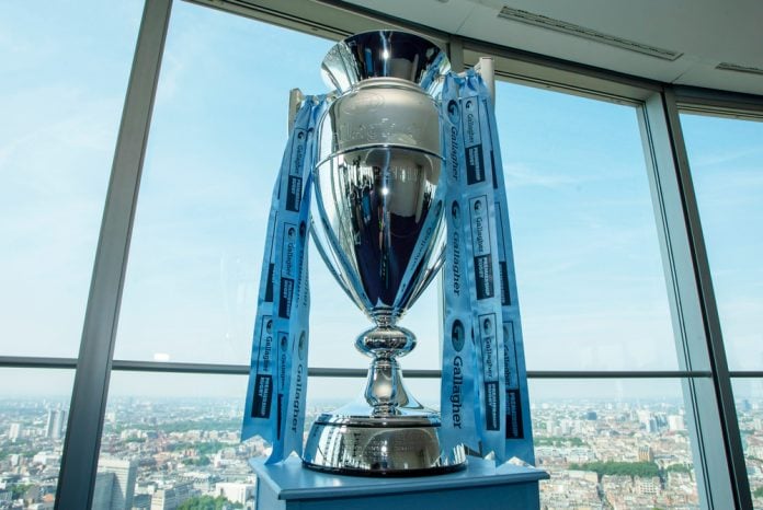The Gallagher Premiership rugby trophy