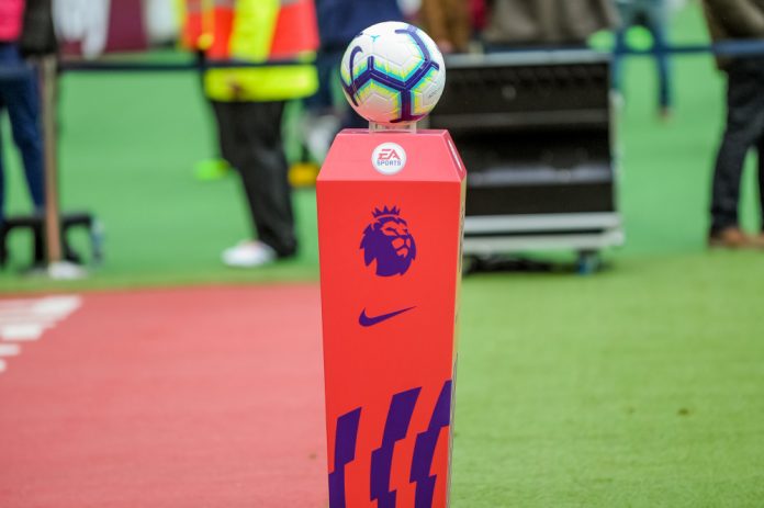 Barclays Premier League matchball stood on podium