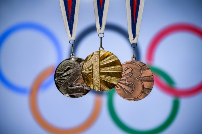 Gold, silver and bronze Olympic medals