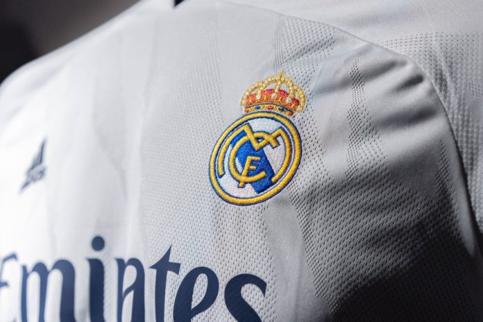 Real Madrid crest on a football shirt