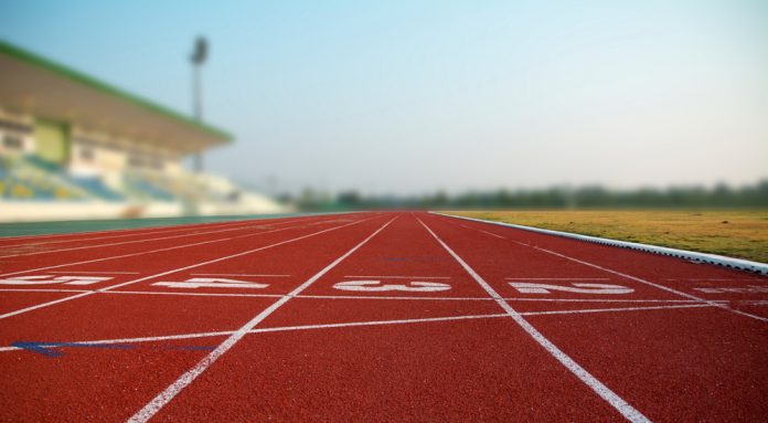 Low shot of an athletics track