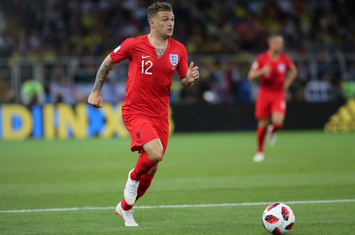 England full-back Kieran Trippier in action for the Three Lions