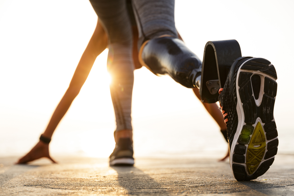 Woman starting to run.