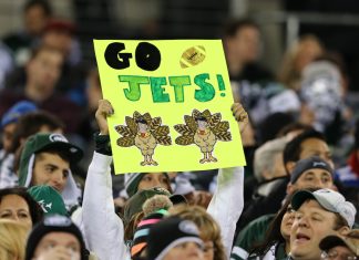 Jets expand UK presence with Sky Sports deal New York Jets fan holds a sign during the game between the New York Jets and New England Patriots at MetLife Stadium.