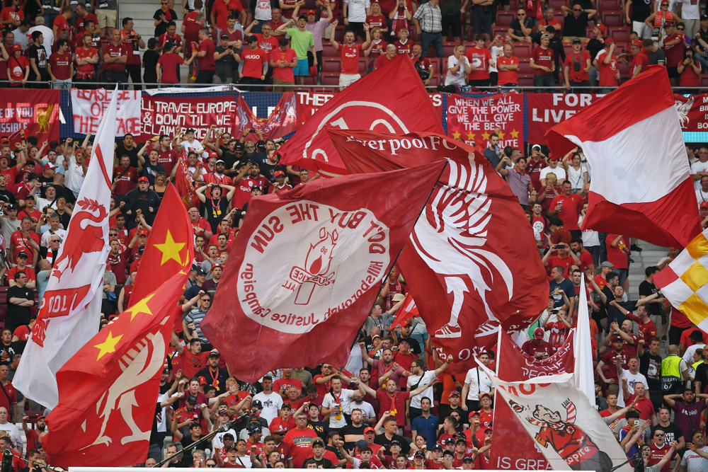 iverpool's fans sector pictured prior to the 2018/19 UEFA Champions League Final between Tottenham Hotspur.