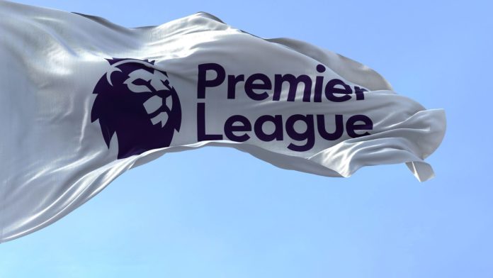 White Premier League flag waving in the wind