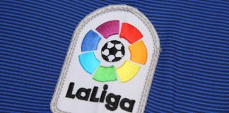 Atlético Osasuna reveals two new shirt sponsors BANGKOK, THAILAND - JULY 07, 2016: The Logo of New La Liga spain football on the jersey on July 07,2016 in Bangkok Thailand.