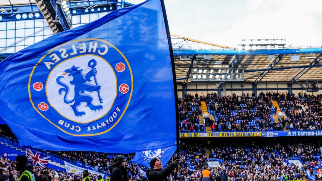 Chelsea flag at Stamford Bridge.