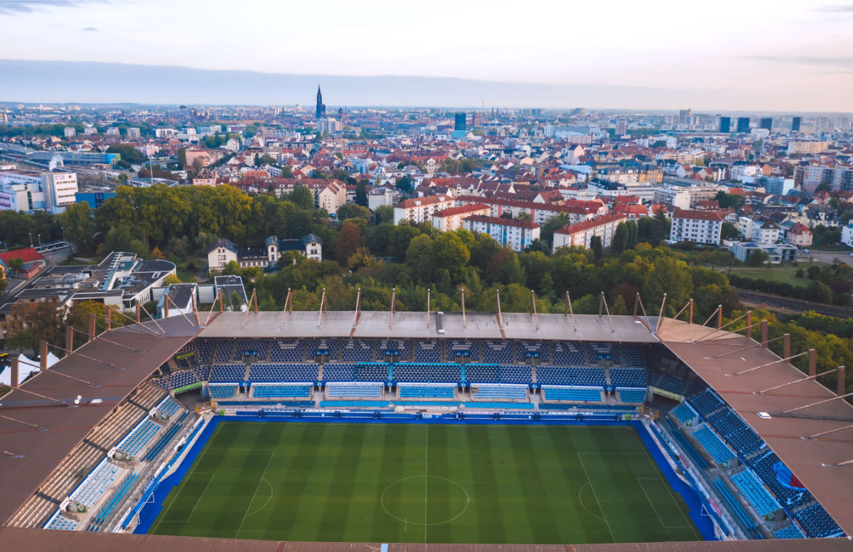 Strasbourg, France. 23rd June, 2023. File photo undated of Meinau Strasbourg  Stadium. - Racing club de Strasbourg Alsace football has been acquired by  BlueCo, the consortium that owns Chelsea FC. On Thursday