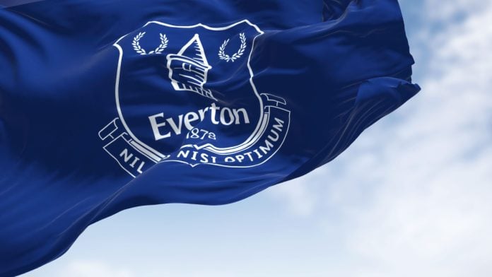 Everton flag in wind.