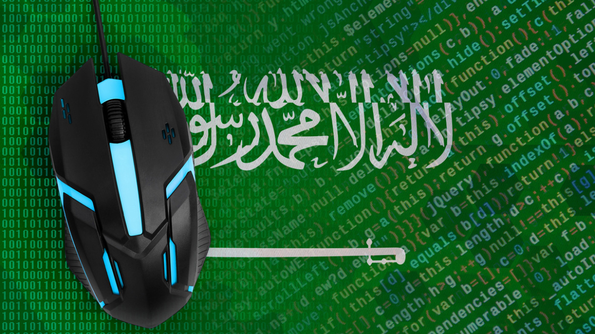Computer mouse on KSA flag.