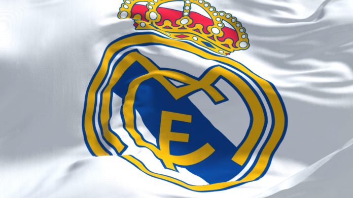 Madrid logo on a white flag.