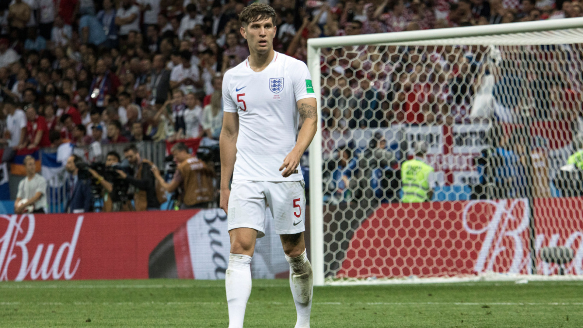 John Stones playing for England's football team.