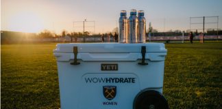 West Ham United’s new hydration partnership includes a new Vice President Drinks cooler with WOW HYDRATE and West Ham United branding.