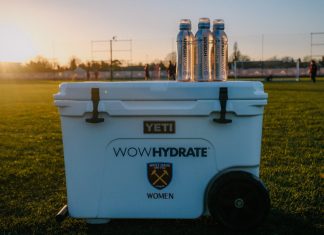 West Ham United’s new hydration partnership includes a new Vice President Drinks cooler with WOW HYDRATE and West Ham United branding.