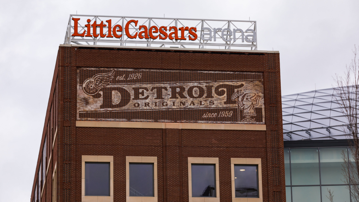 Little Caesars Arena. Sign. Little Caesars Arena is a multi-purpose arena in Midtown Detroit. Detroit, Michigan. USA.