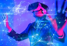 NBPA revolutionises fan experience with metaverse launch Man in VR headset touching a digital barrier.