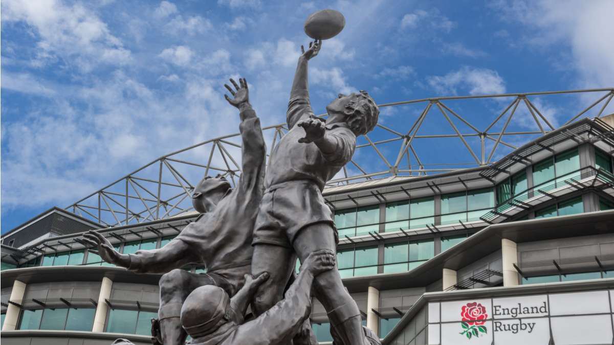 Statue outside Twickenham Stadium.