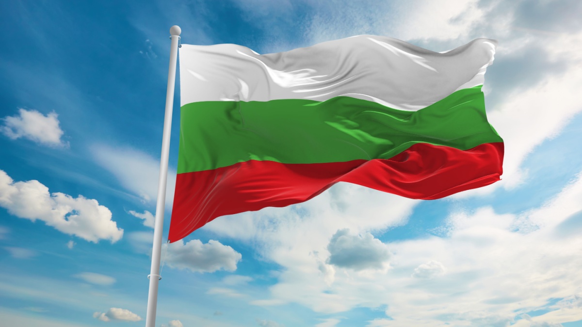Large Bulgaria flag waving in the wind.