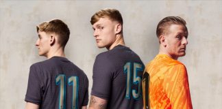 England supports Alzheimer awareness with ‘striking gesture’ for Belgium game Three England players stood showing nameless kits.