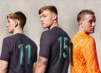 England supports Alzheimer awareness with ‘striking gesture’ for Belgium game Three England players stood showing nameless kits.