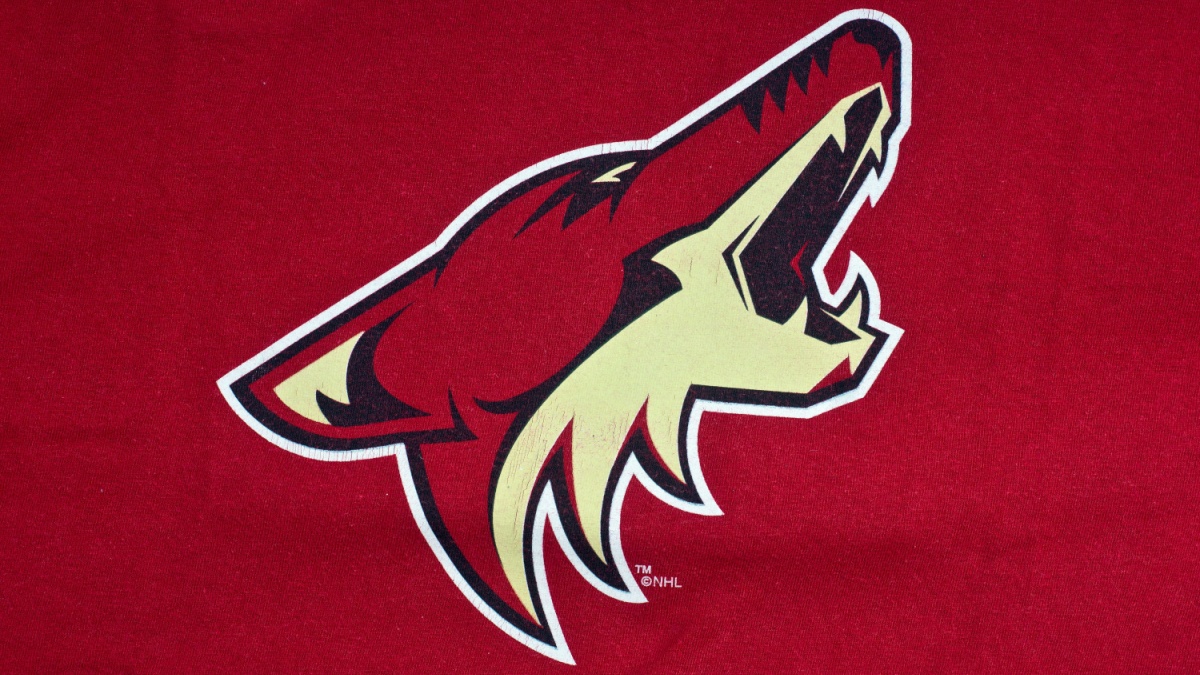NHL Phoenix Arizona Coyotes club logo printed on textile equipment ,product shot.