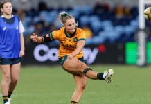 Rugby Australia partners with Cadbury to grow women’s Rugby Carys Dallinger of the Australian Wallaroos kicks a conversion during the Rugby Women's International match between Australia and Fiji.