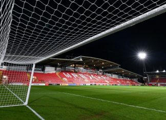 United Airlines celebrates Wrexham AFC’s League One promotion Wrexham, Wales, UK, General view of The Racecourse Ground.