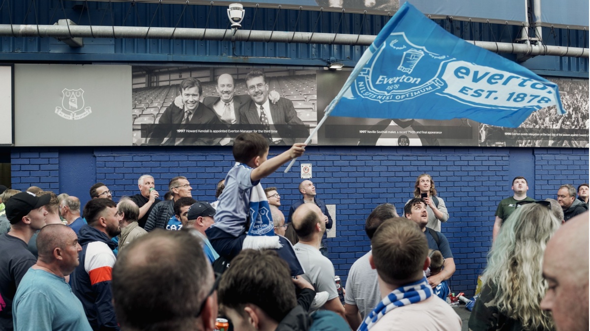 Everton Football fans begin to arrive at Goodison for an important game.