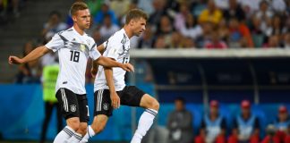 DFB names Klarna as official partner ahead of 2024 Euros Joshua Kimmich (L), Thomas Muller (R) of Germany during the Russia 2018 World Cup Group F football match between Germany and Sweden.