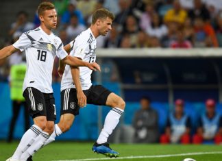 DFB names Klarna as official partner ahead of 2024 Euros Joshua Kimmich (L), Thomas Muller (R) of Germany during the Russia 2018 World Cup Group F football match between Germany and Sweden.