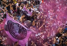 Inter Miami eyes up global reach in Visa partnership Inter Miami CF and Atlanta United FC fans cheering on their team during a soccer match at MLS 2021 in DRV Pink Stadium.