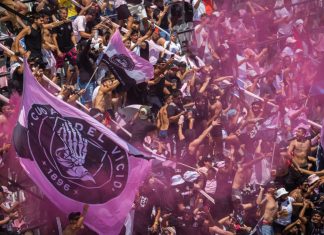 Inter Miami calls Polkadot a ‘natural fit’ for training kit Inter Miami CF and Atlanta United FC fans cheering on their team during a soccer match at MLS 2021 in DRV Pink Stadium.