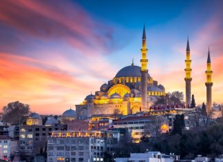 Turkey ‘trusted to deliver wonderful European Games’ in 2027 Suleymaniye Mosque Ottoman imperial mosque at sunset.