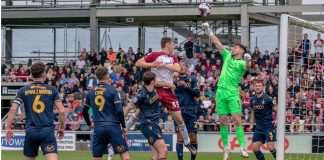 EFL becomes highest attended league body in Europe Bradford City Goal Keeper Harry Lewis puches the ball from Max Dyche of Northampton Town in the EFL Div 2 Northampton Town v Bradford City.