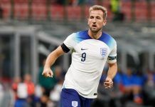 Harry Kane hopes to ‘inspire’ as Allianz global ambassador Harry Kane (England striker) pressing in front court in the first half during soccer match ITALY vs ENGLAND, UNL, League A Group3 day5, San Siro stadium.