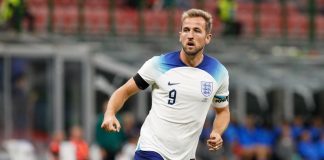 Harry Kane hopes to ‘inspire’ as Allianz global ambassador Harry Kane (England striker) pressing in front court in the first half during soccer match ITALY vs ENGLAND, UNL, League A Group3 day5, San Siro stadium.