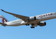 Qatar Airways renews deal to take UEFA to new heights Airbus A350 of Qatar airways arriving from Doha under a bright sunlight. photo taken at Islamabad-Pakistan.