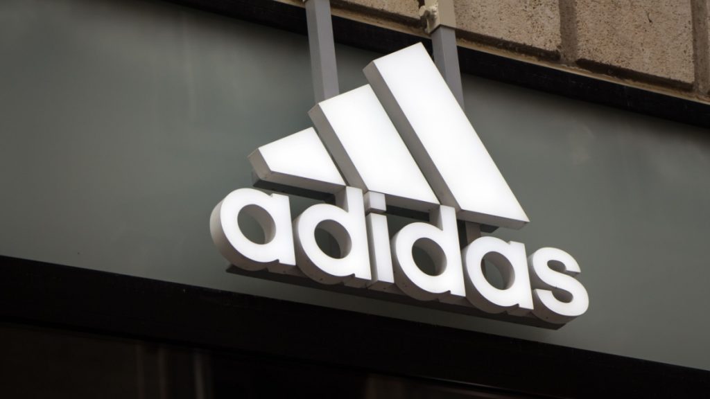 Adidas logo on Adidas store.