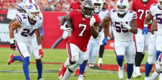 NFL drives innovation with solidified Sony partnership Leonard Fournette during an NFL game at Raymond James Stadium.