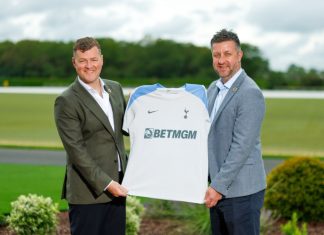 Sam Behar, BetMGM: Football deals provide ‘a real point of difference’ in UK betting am Behar (left) and Dan Towse (Director of Brands) and the Spurs shirt.