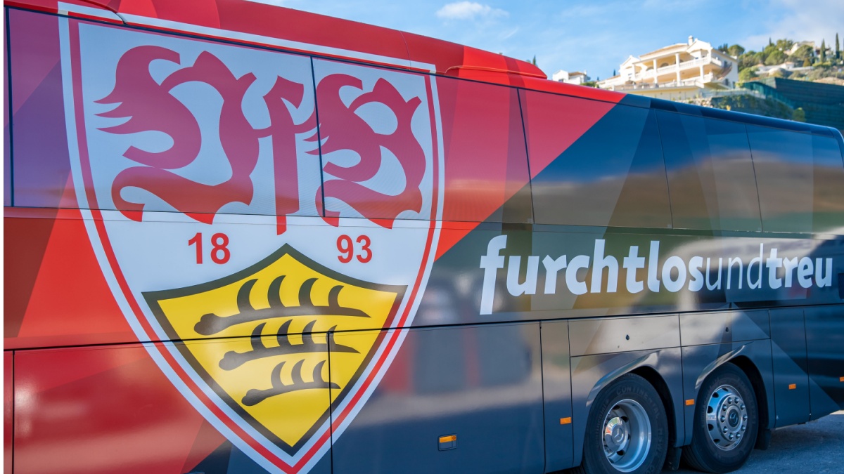 VfB Stuttgart official team bus.