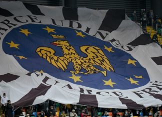 Udinese ‘keeps up with the times’ with meme coin sponsorship Udinese's flag over fans on the grandstand during Italian football Serie A match Udinese Calcio vs SSC Napoli.