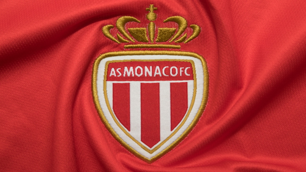 The crest of AS Monaco on football kit.
