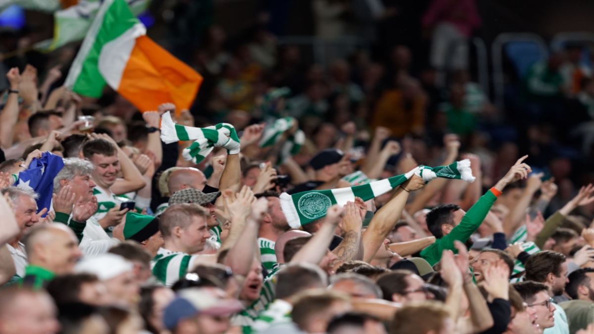 Celtic FC fans cheer during the match between Sydney and Celtic at Allianz Stadium on November 17, 2022 in Sydney, Australia.