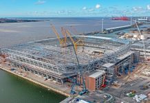 Aramark UK named latest partner for Everton’s new stadium plans Everton Football Club new Stadium being built on Bramley Moore Dock along the River Mersey.