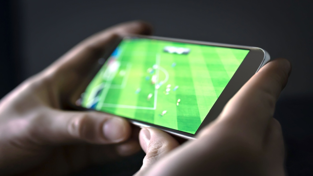 Watching football and sport stream with mobile phone.