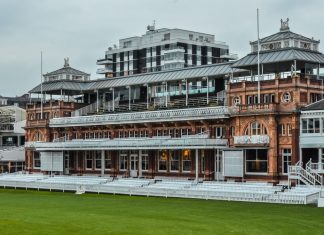MCC ‘champions’ women’s cricket with first Test at Lord’s The grand Old Pavilion in The Lord's Cricket Ground on an overcast day.